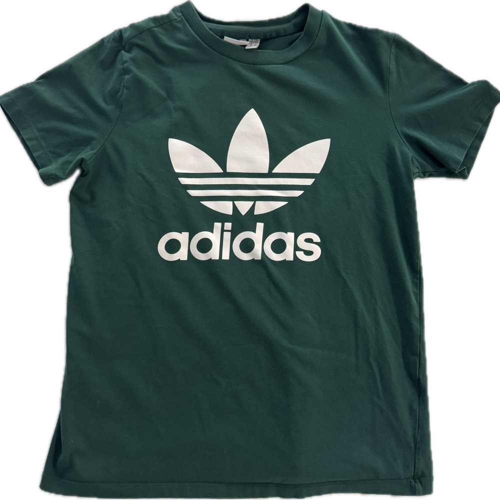 Adidas Kids Dark Green Tee with White Logo